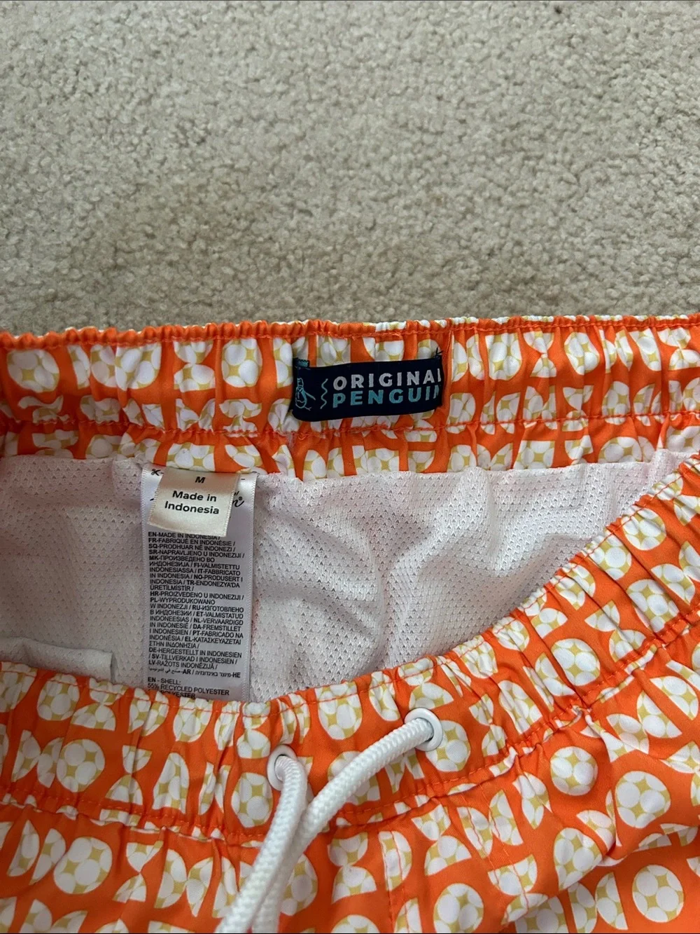 Original Penguin Orange and White Patterned Swim Trunks